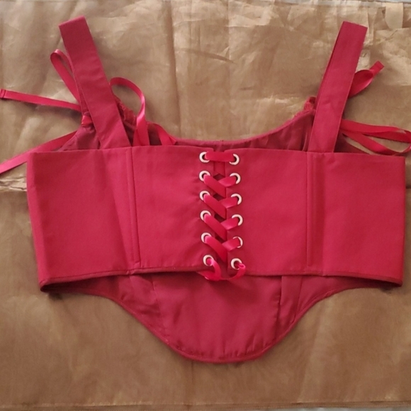 *NWT* Lively Ghosts Draconian Red Corset Top with Ribbon Details - Picture 16 of 16